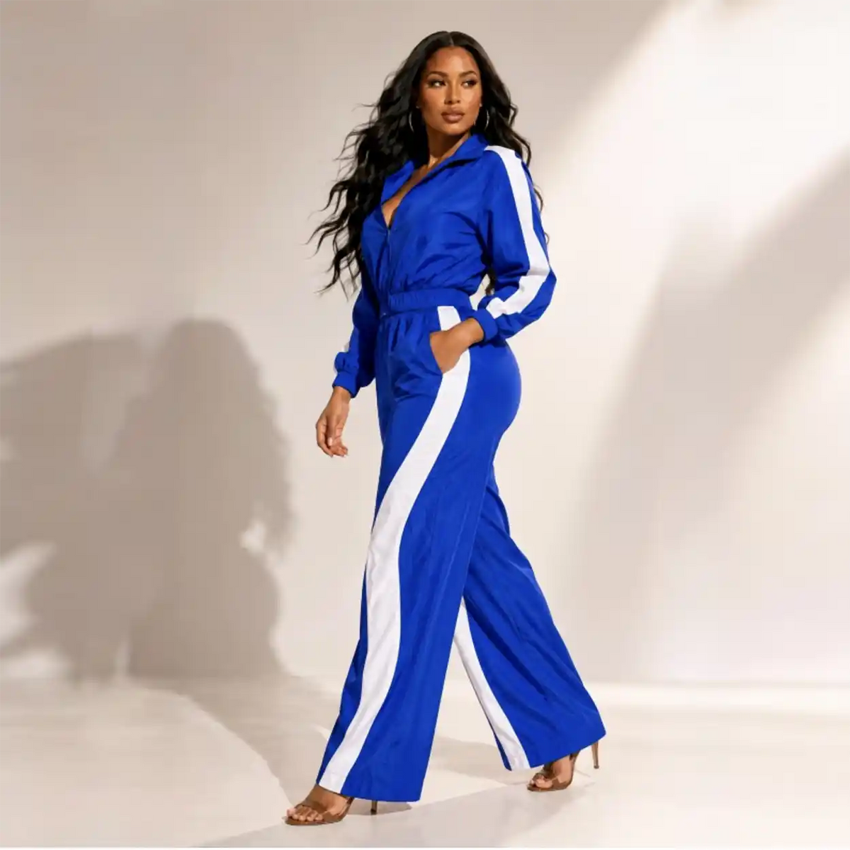 Contrast Track Crop Jacket & Pants Set