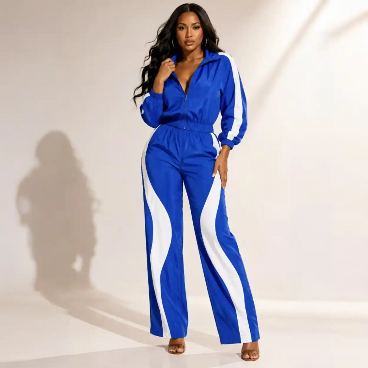 Contrast Track Crop Jacket & Pants Set