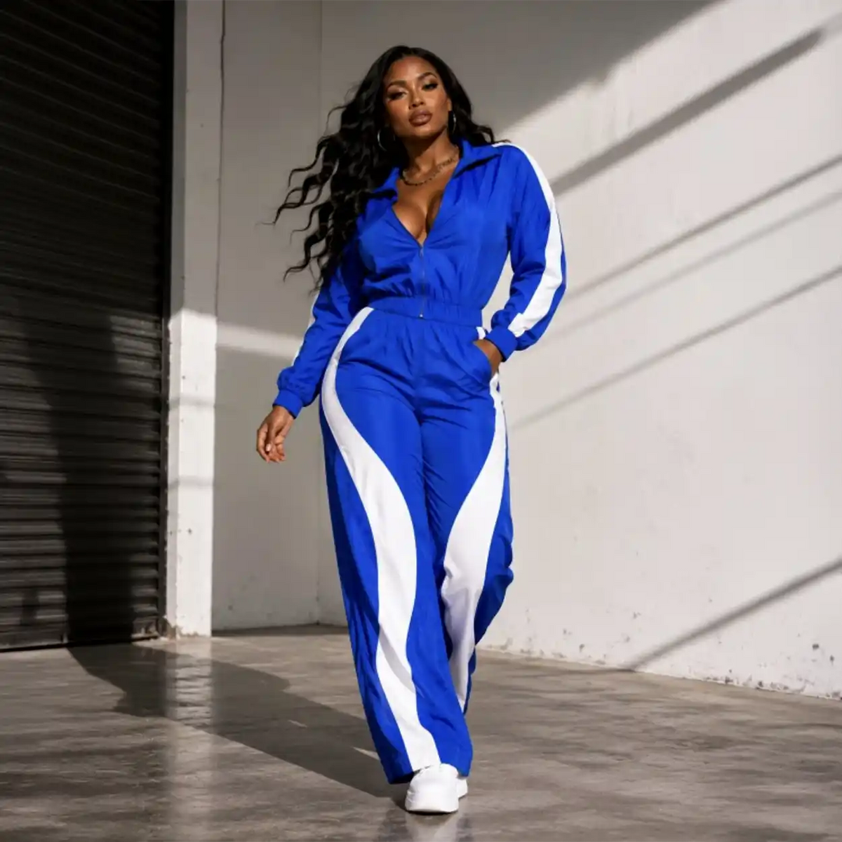 Contrast Track Crop Jacket & Pants Set