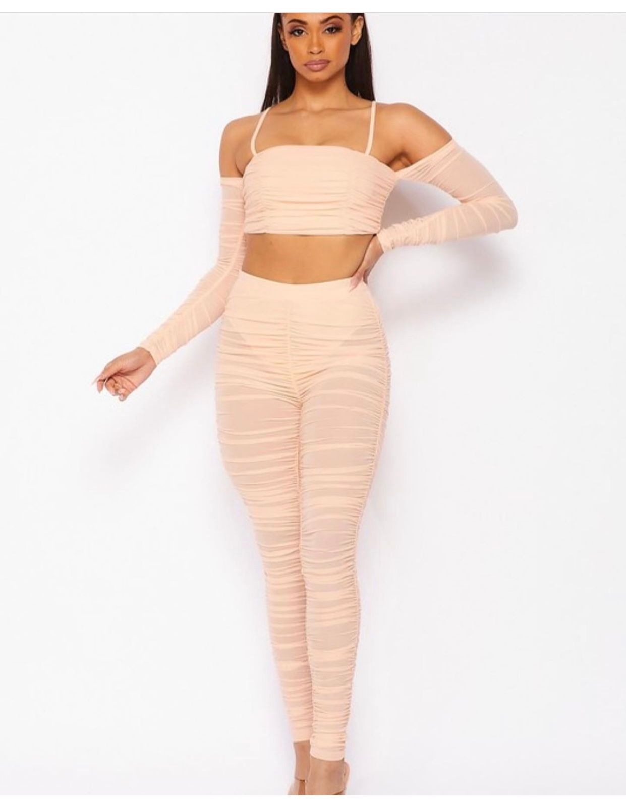 Women's Two-Piece Nude Ruffle Set - Layla