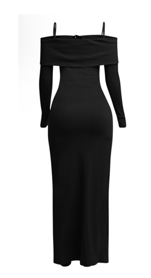 Off-Shoulder Button-Front Maxi Dress