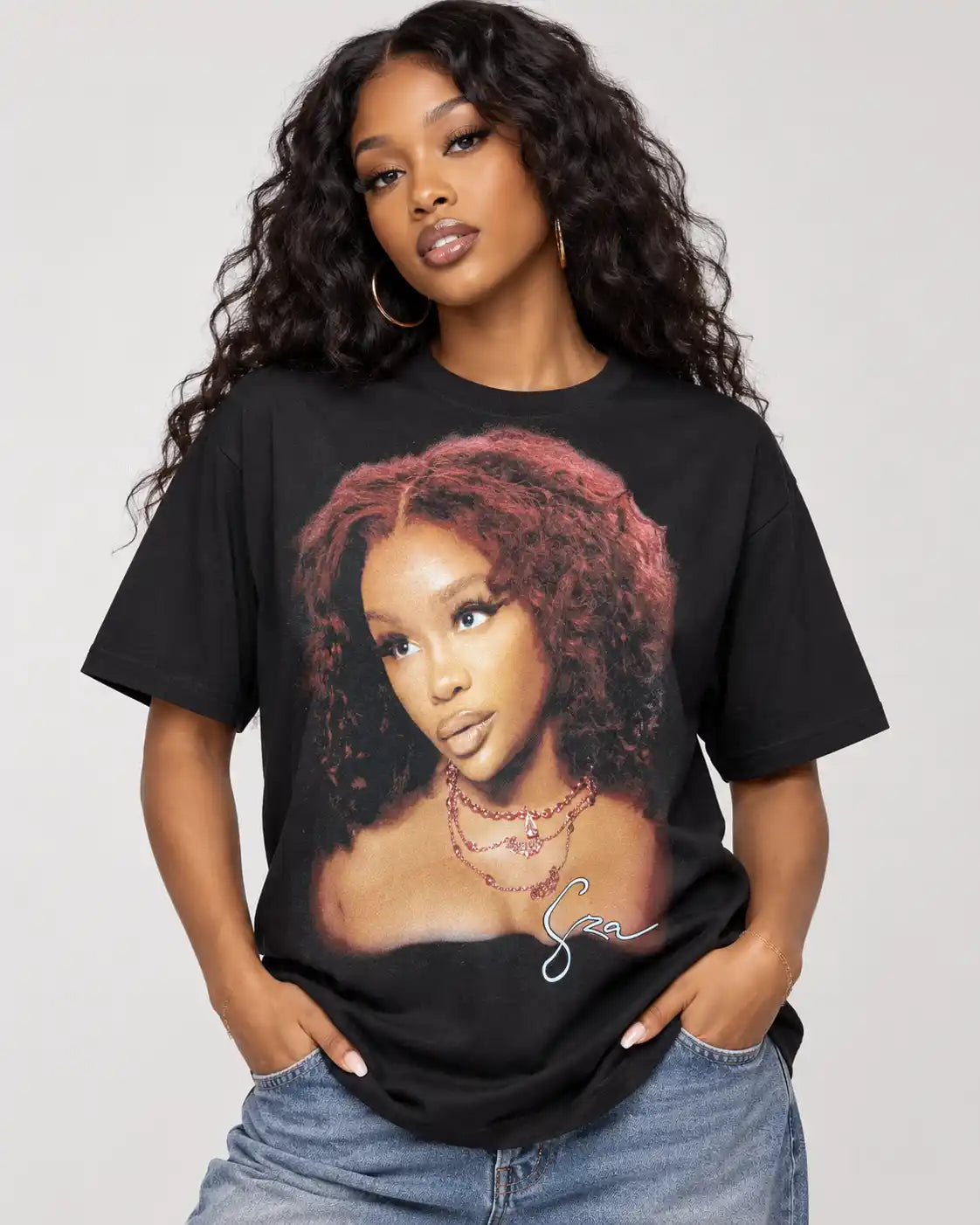 Sza Inspired Portrait Oversized Graphic T Shirt